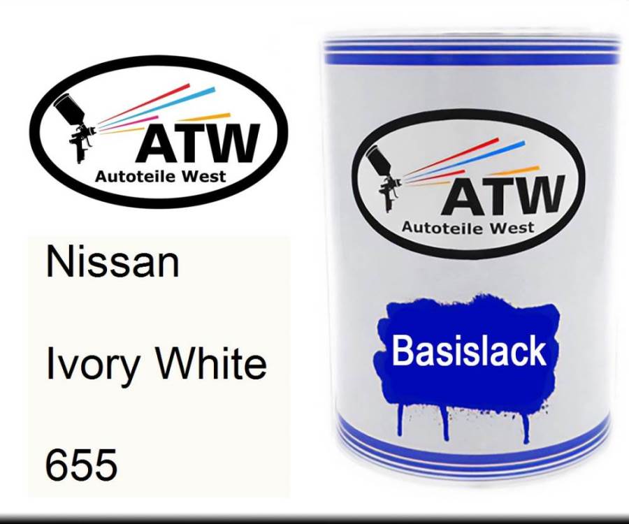 Nissan, Ivory White, 655: 500ml Lackdose, von ATW Autoteile West.